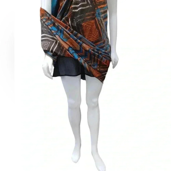 RVCA Maxi Multicolour Geometric Boho Flowy  Spaghetti Strap Dress Size Medium - Picture 5 of 10